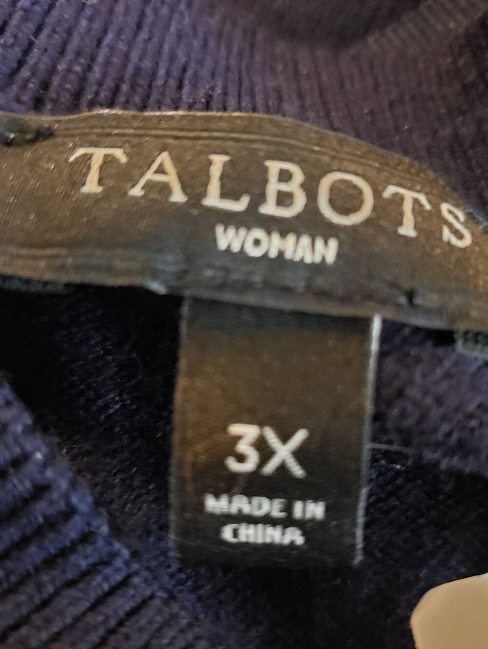 Talbots Navy Crewneck Sweater with Pom-Pom Embroidery Size 3X - Picture 4 of 6